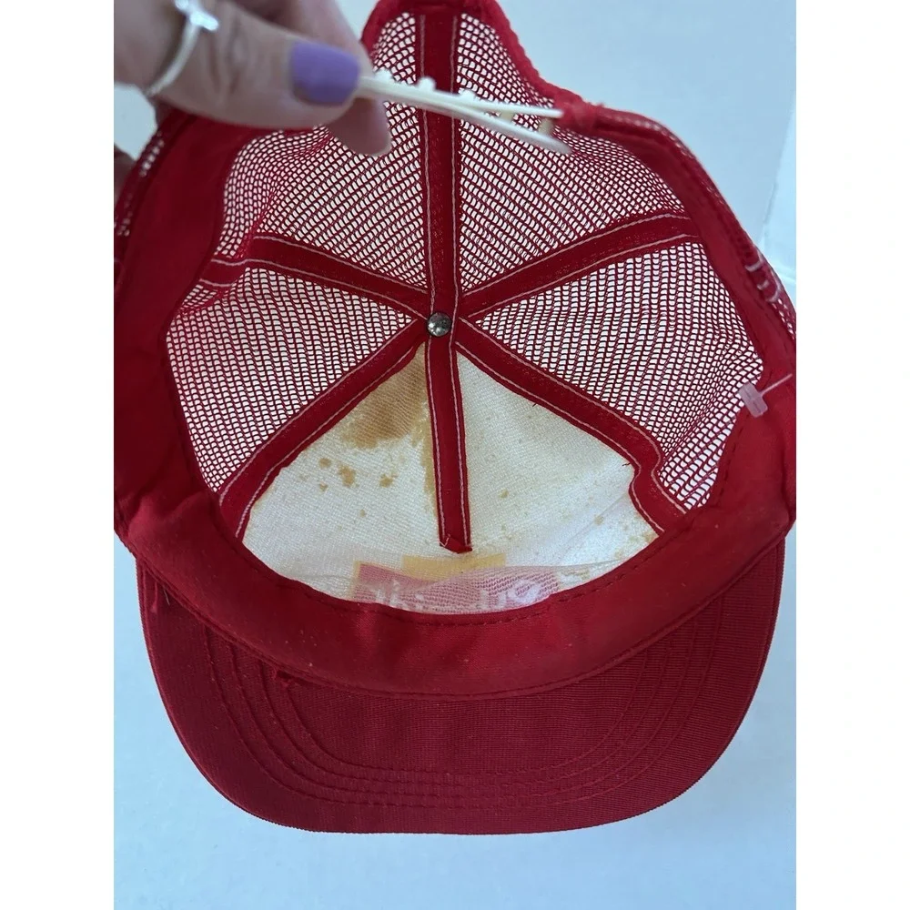 Schmidt Beer Mesh Back Trucker Hat Adjustable Red White Vintage